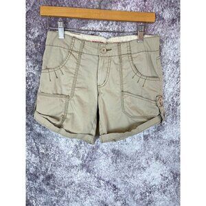Mossimo Shorts Womens Juniors 1 Lowest Rise Khaki Cargo Cuffed Casual Y2K School